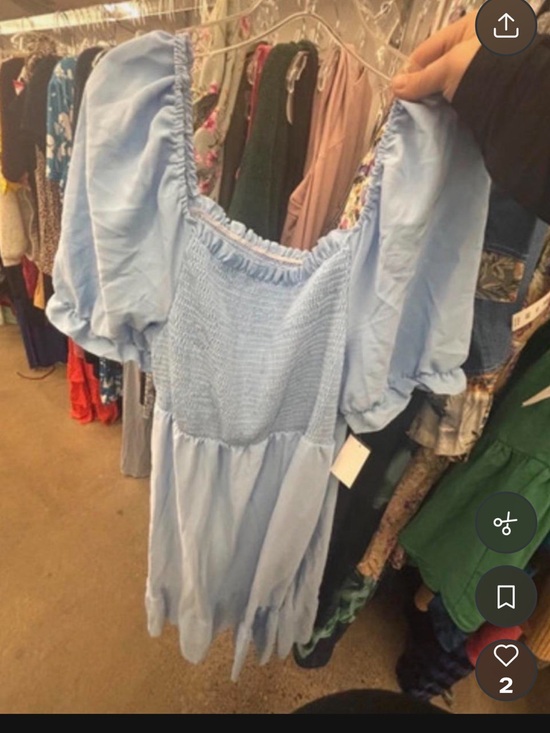 Dresses & Skirts - Light Blue Puff Sleeve Smocked Mini Dress